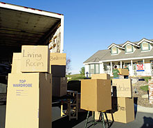 some boxes outside  house