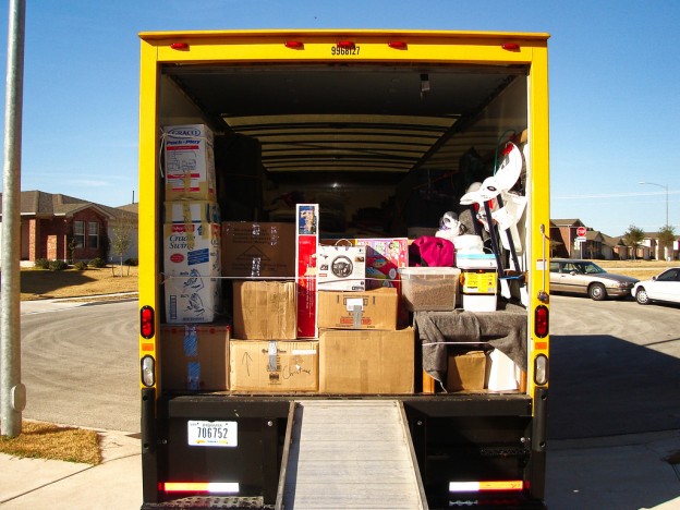 boxes inside truck