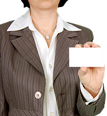 woman holding card